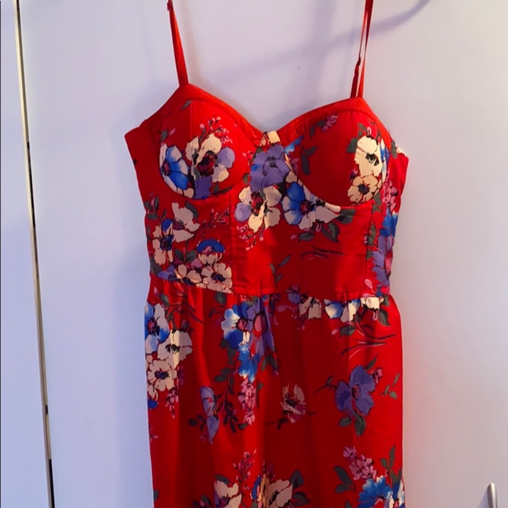 Red floral dress